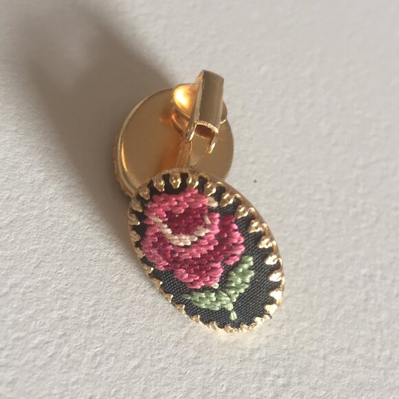 Miniature Framed Needle Point Earrings - Picture 9 of 9